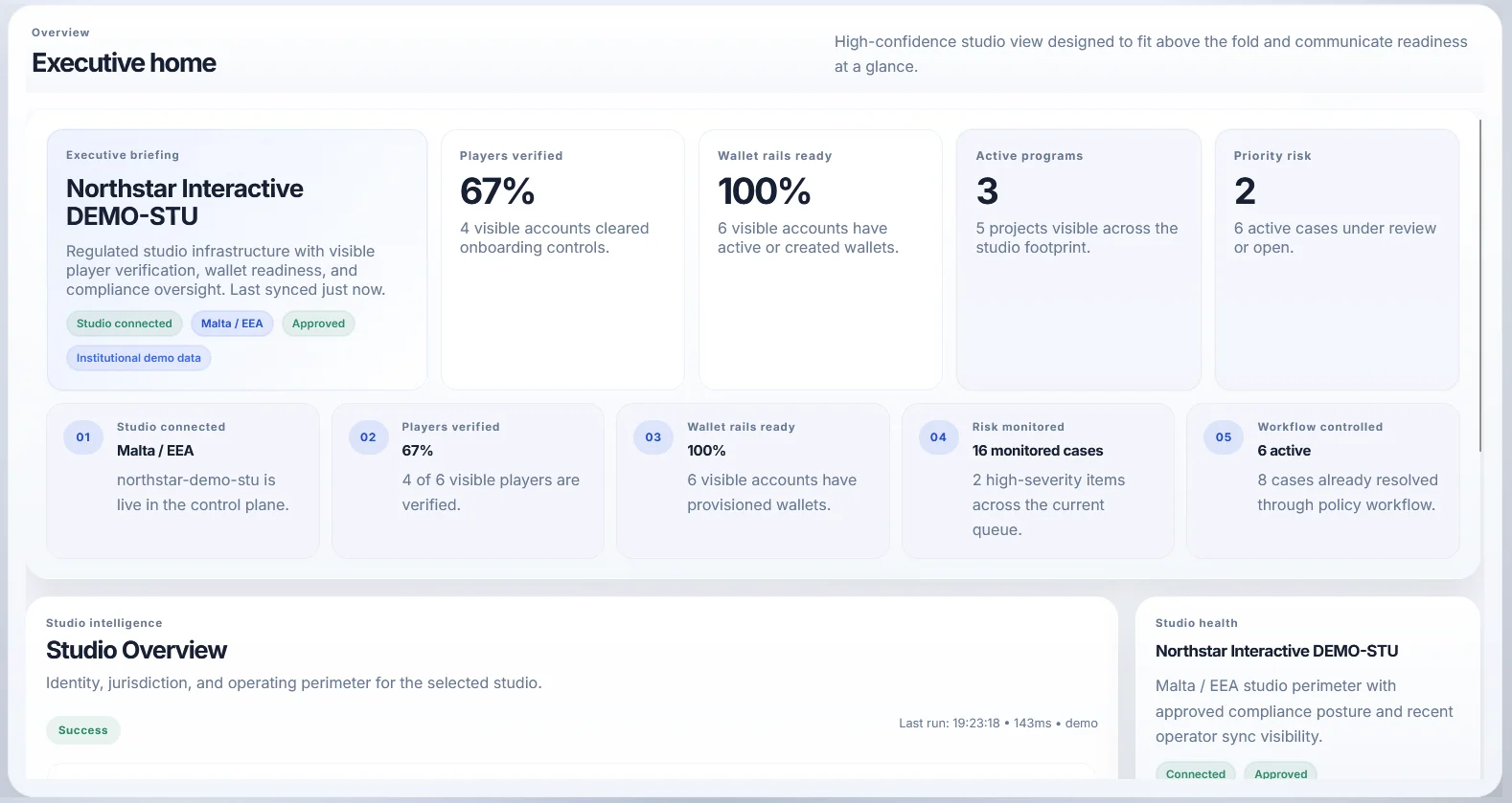 Genesis Engine developer dashboard